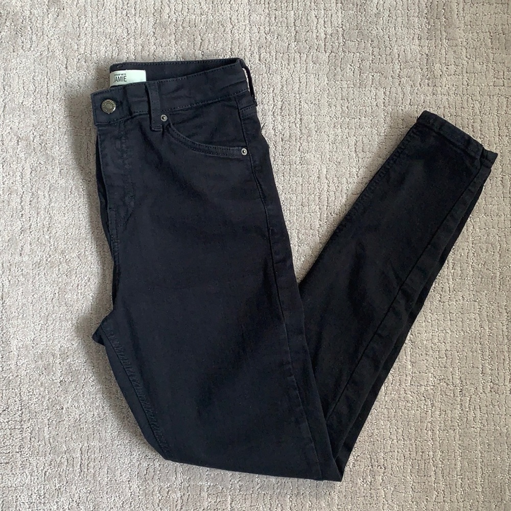 Topshop Jamie Moto Black Jeans
